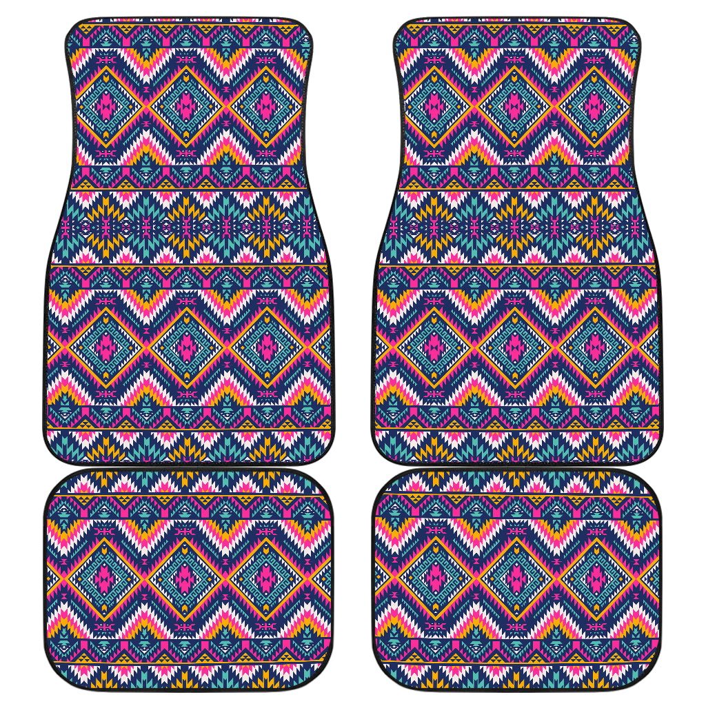 Indian Navajo Pink Themed Design Print Car Floor Mats Front Back