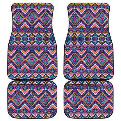 Indian Navajo Pink Themed Design Print Car Floor Mats Front Back