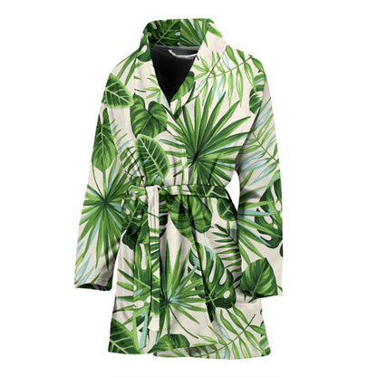 Palm Leaf Pattern Print Design A01 Women Bathrobe