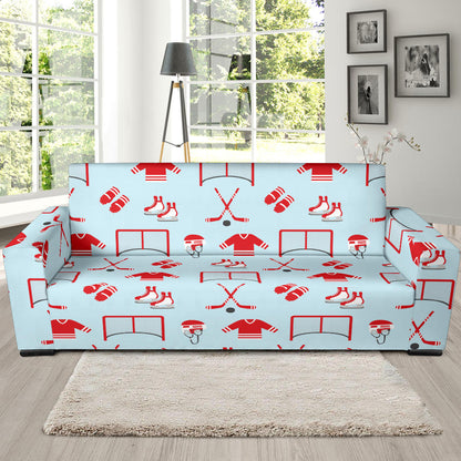 Hockey Red Equipment Print Design LKS305 Sofa Slipcover