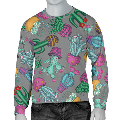 Cactus Colorful Print Pattern Men Long Sleeve Sweatshirt