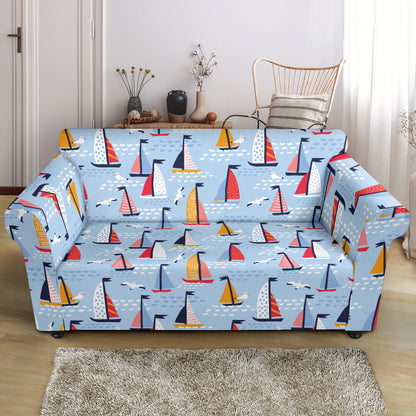 Sailboat Print Design LKS304 Loveseat Couch Slipcover
