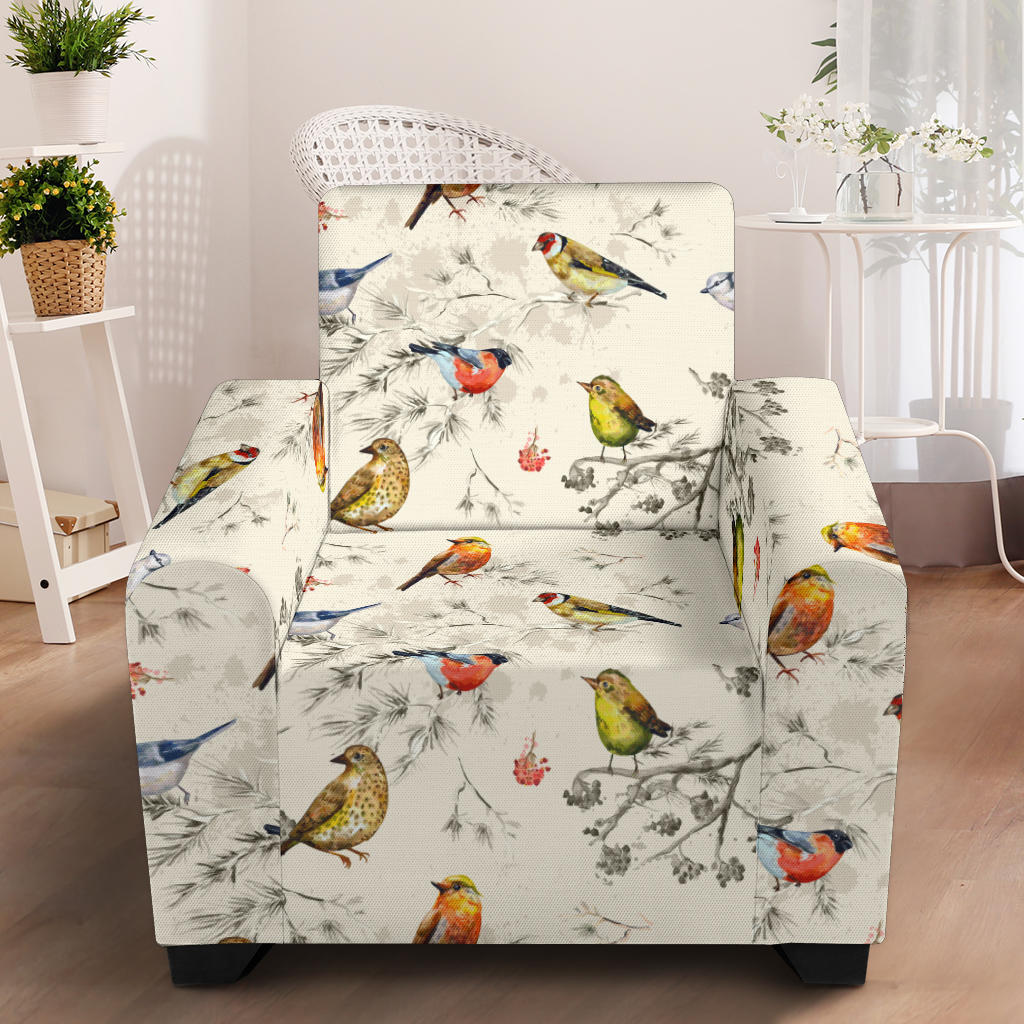 Bird Watercolor Design Pattern Armchair Slipcover