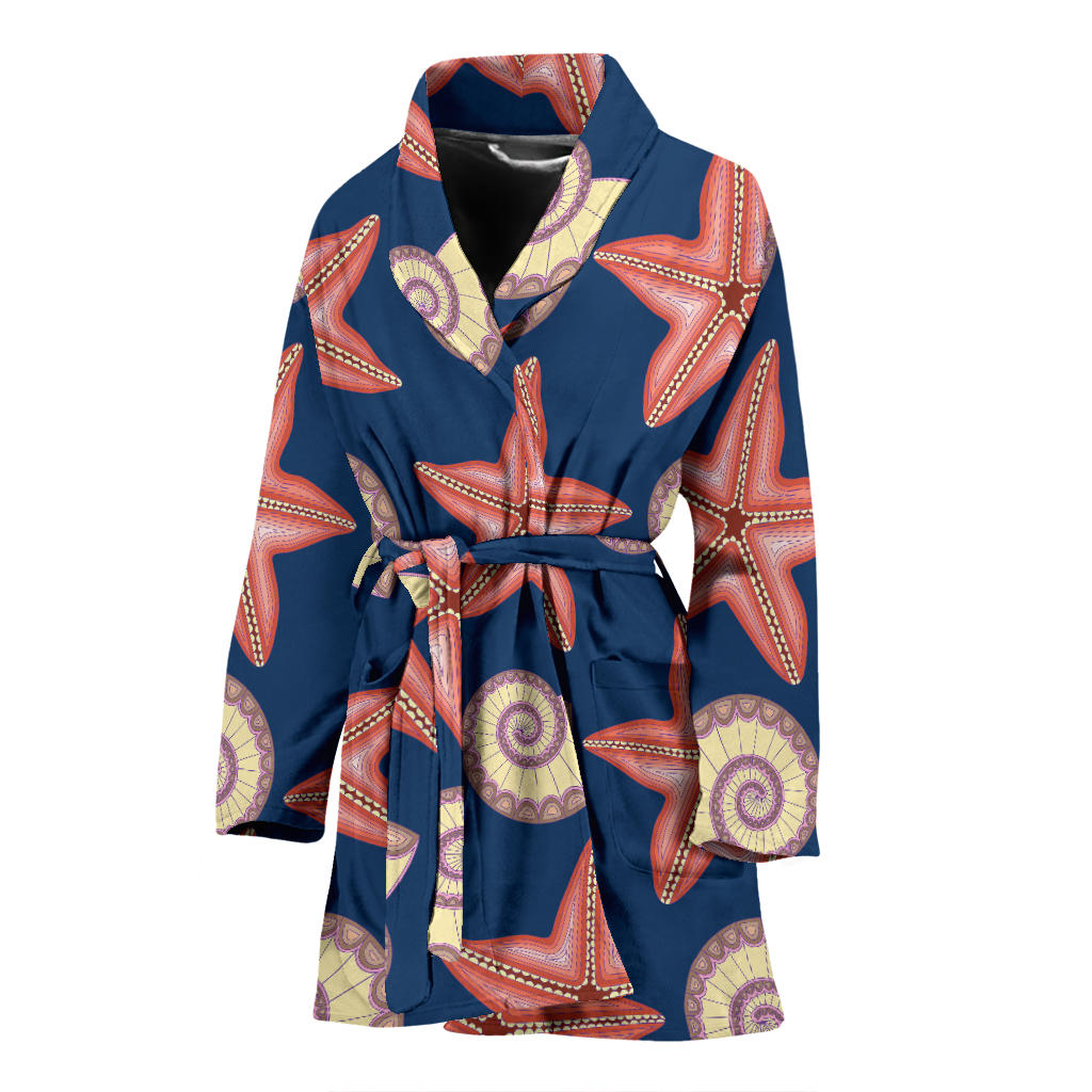 Starfish Pattern Print Design 03 Women Bathrobe