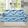 Blue Whale Pattern Print Design 02 Sofa Slipcover