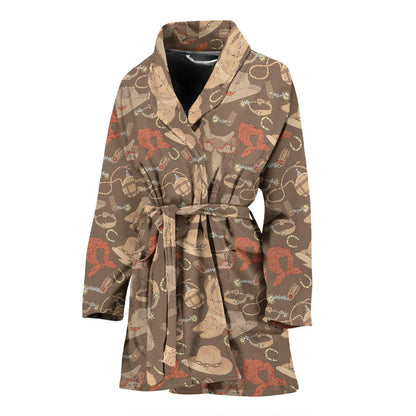 Cowboy Pattern Print Design 02 Women Bathrobe