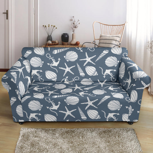 Seashell Print Design LKS306 Loveseat Couch Slipcover