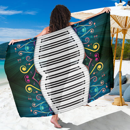 Piano Pattern Print Design 01 Sarong Pareo Wrap