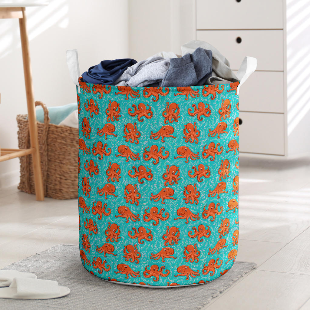 Octopus Cartoon Design Print Themed Laundry Basket