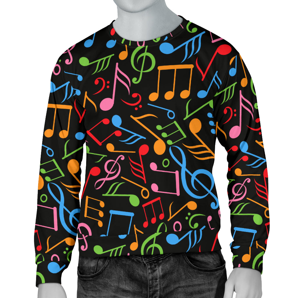 Music Note Colorful Themed Print Men Long Sleeve Sweatshirt