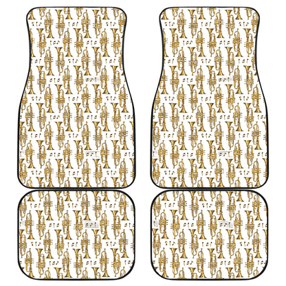 Trumpet with Music Note Print Car Floor Mats Front Back