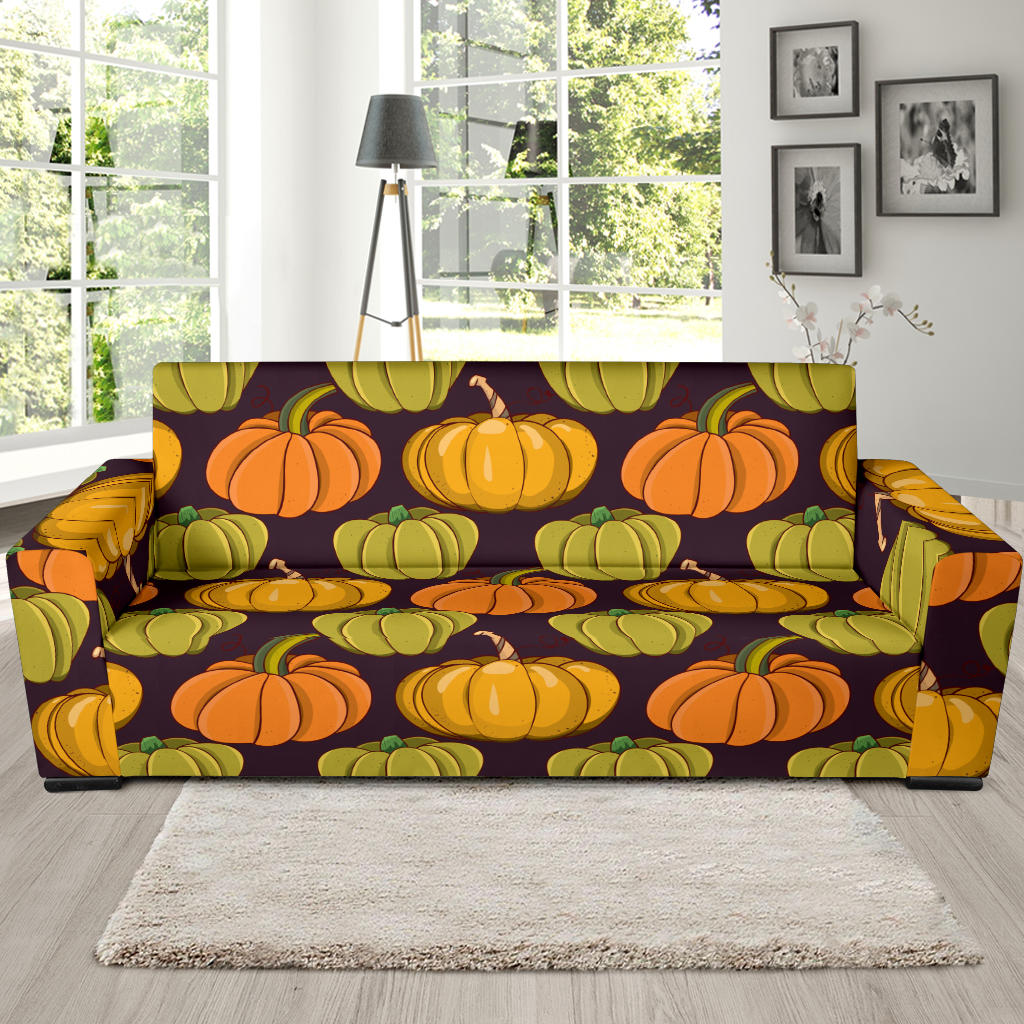 Pumpkin Pattern Print Design A01 Sofa Slipcover