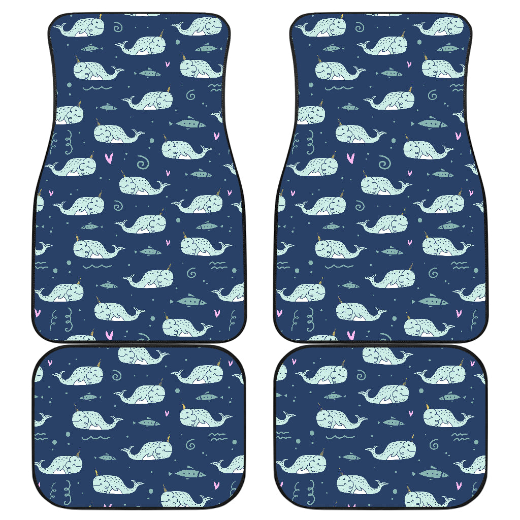 Narwhal Design Print Car Floor Mats Front Back