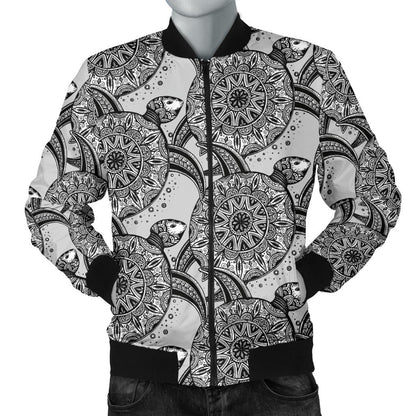 Tribal Turtle Polynesian Themed Print Men Bomber Jacket