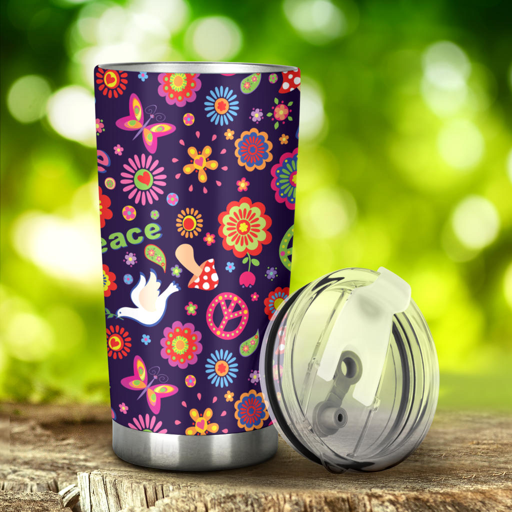 Flower Power Peace Design Print Tumbler