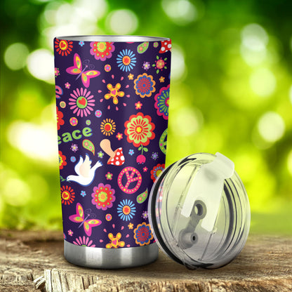 Flower Power Peace Design Print Tumbler