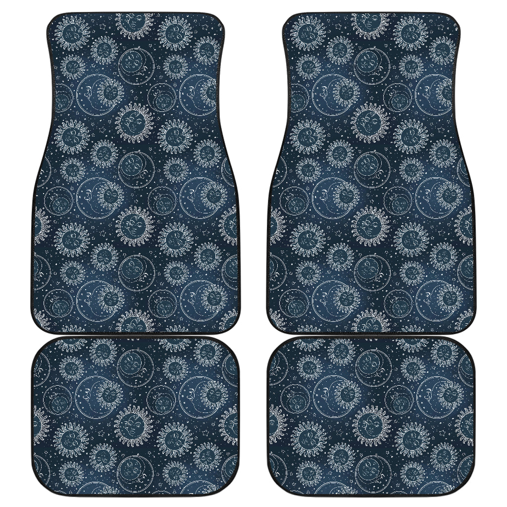 Sun Moon Tattoo Design Themed Print Car Floor Mats Front Back