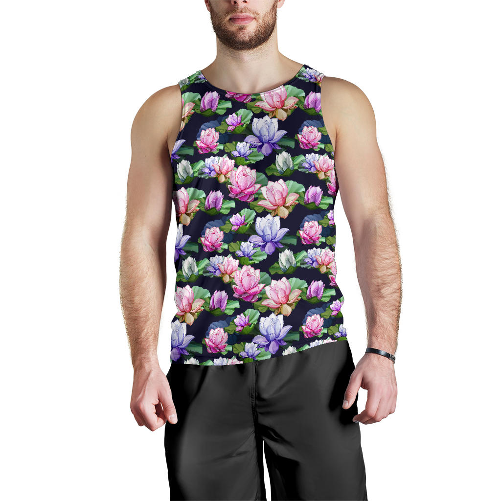 Lotus Flower Print Design Men Tank Top