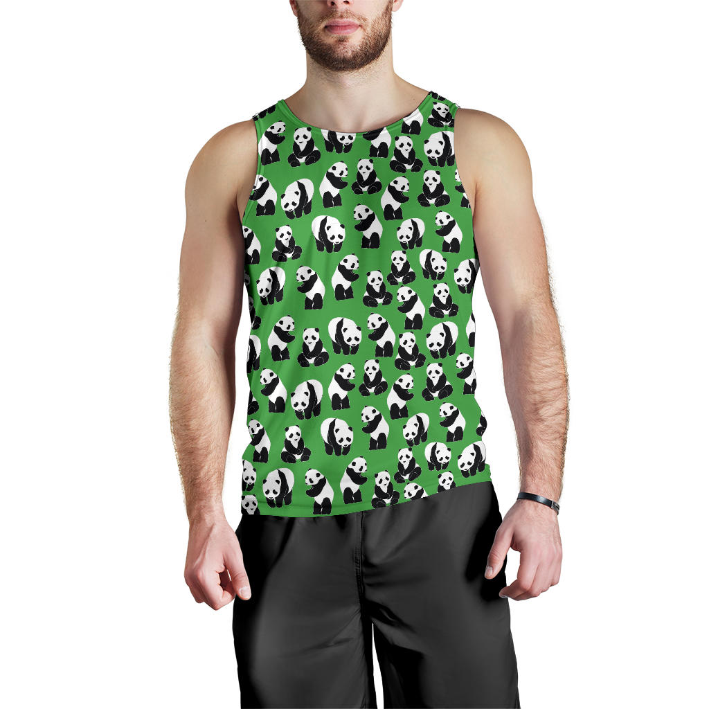 Panda Bear Pattern Themed Print Men Tank Top