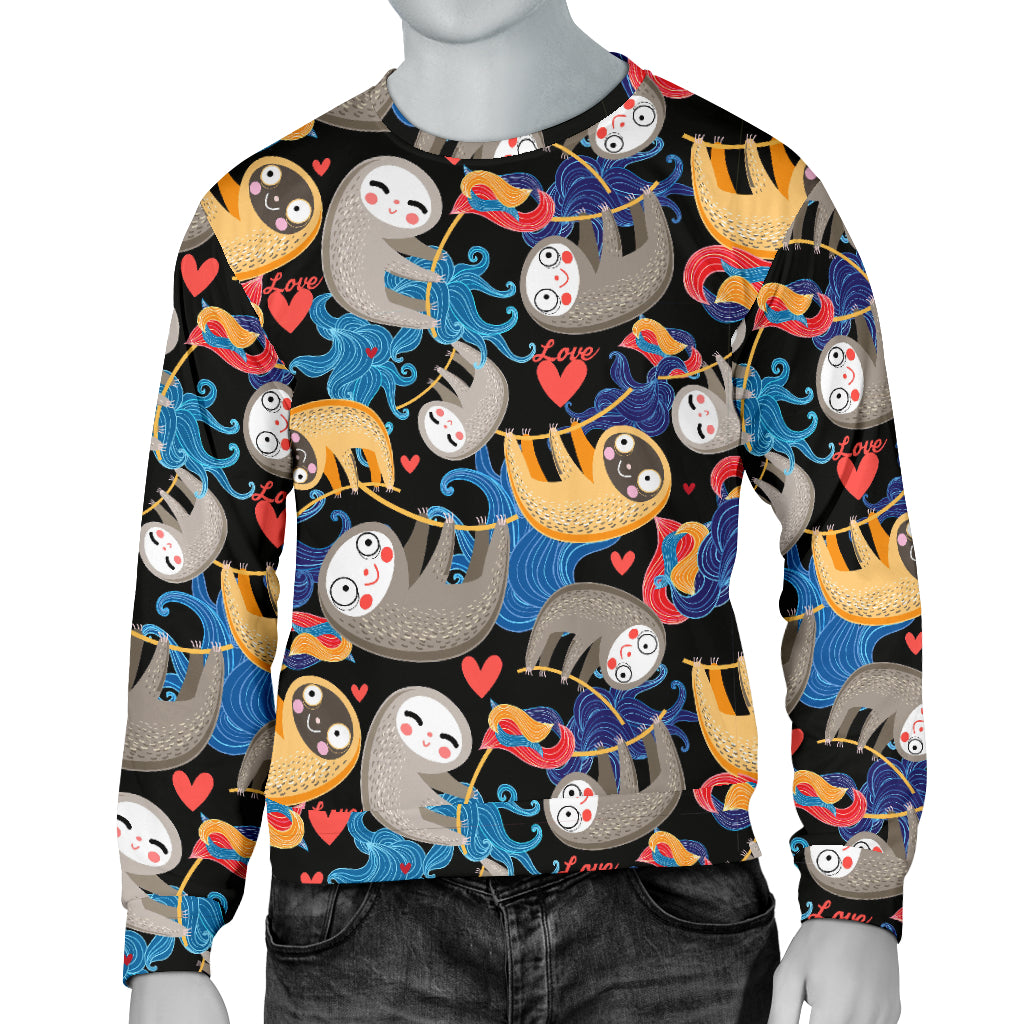 Sloth Cartoon Design Themed Print Men Long Sleeve Sweatshirt
