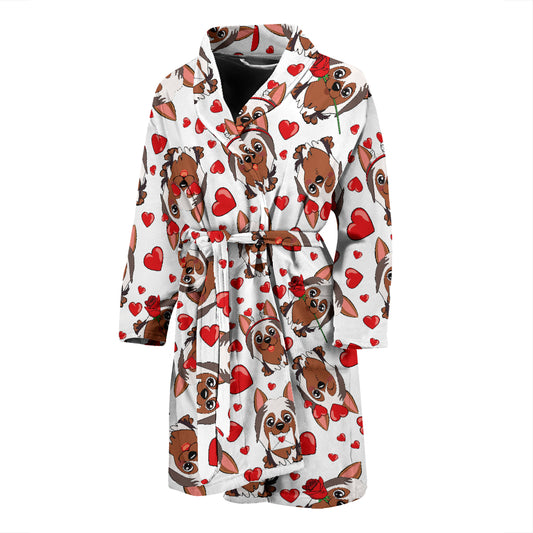 Silky Terriers Heart Print Design LKS302 Men Bathrobe
