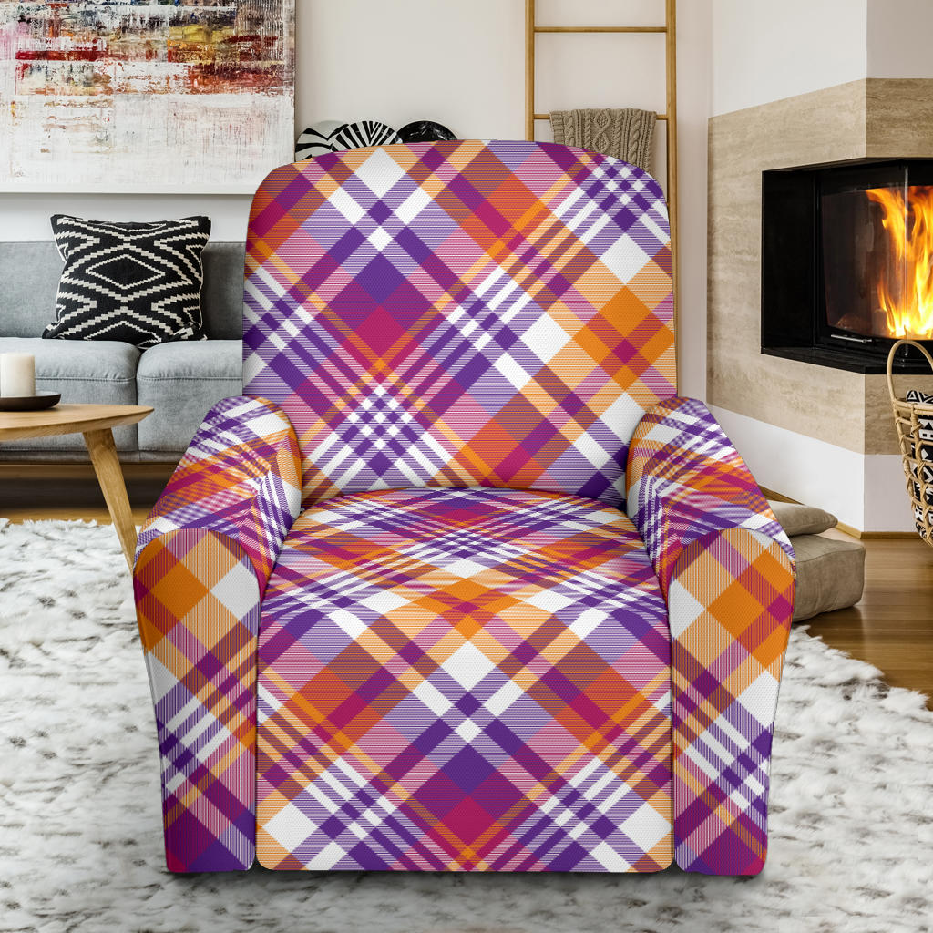 Madras Pattern Print Design 02 Recliner Slipcover with Pocket