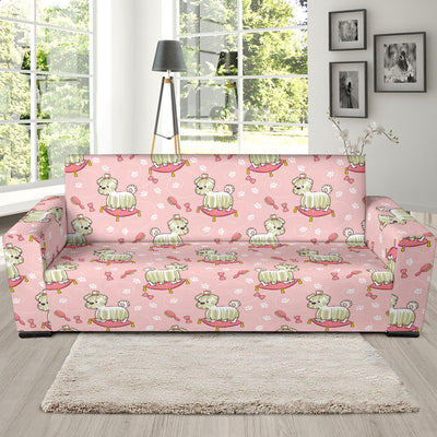 Bichons Frise Pattern Print Design 01 Sofa Slipcover