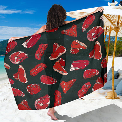 Meat Pattern Print Design 01 Sarong Pareo Wrap