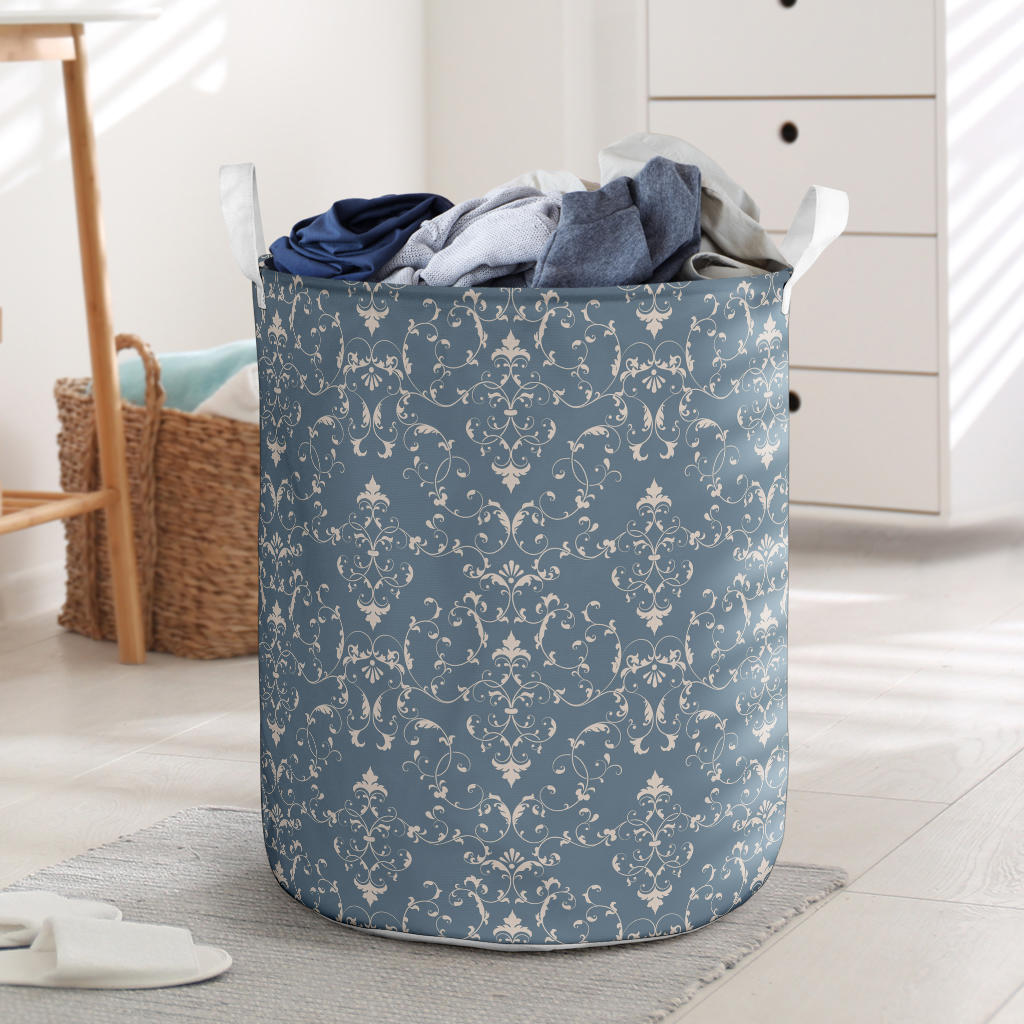Damask Elegant Teal Print Pattern Laundry Basket