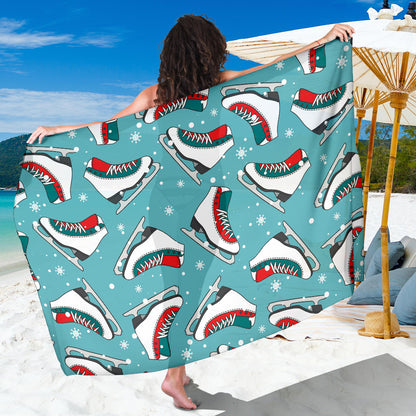 Ice Skate Pattern Print Design 03 Sarong Pareo Wrap