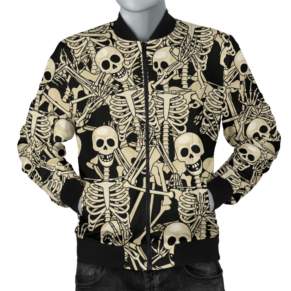 Skeleton Design Print Men Bomber Jacket