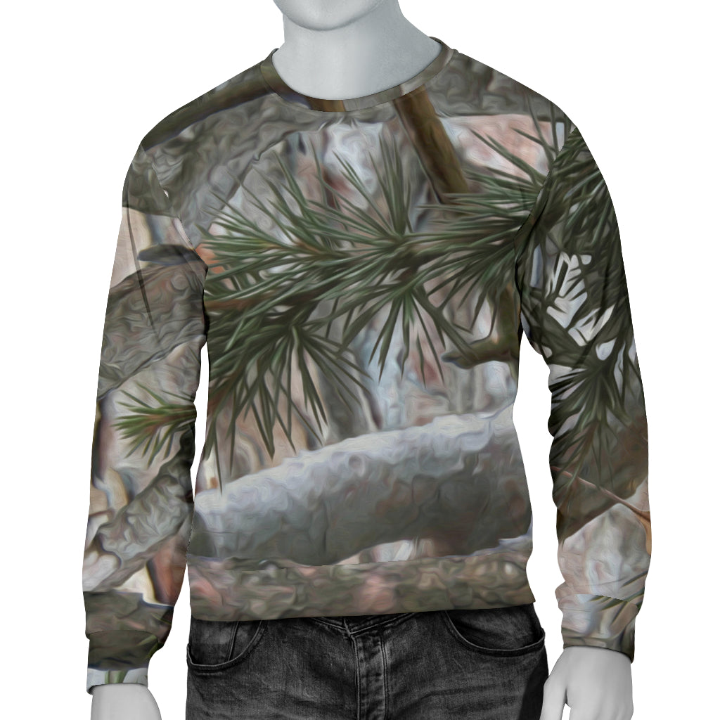 Camo Realistic Tree Forest Pattern Men Long Sleeve Sweatshirt
