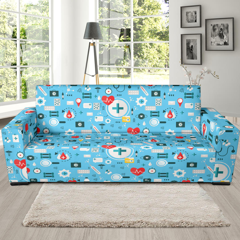 Medical Pattern Print Design 06 Sofa Slipcover