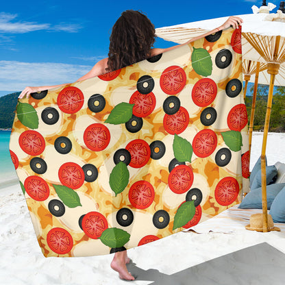 Pizza Pattern Print Design A05 Sarong Pareo Wrap