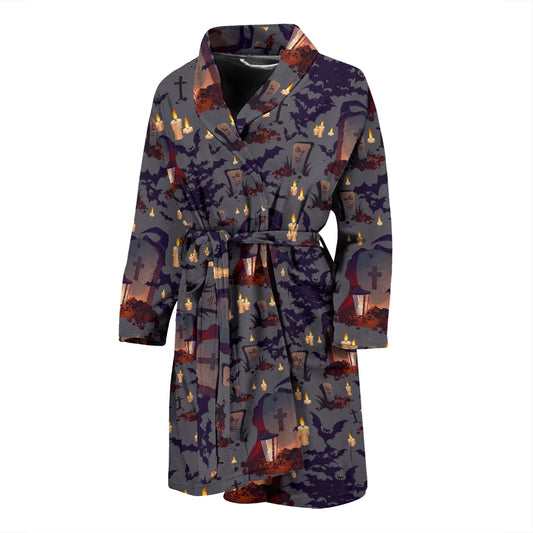 Creepy Graveyard Print Design LKS301 Men Bathrobe