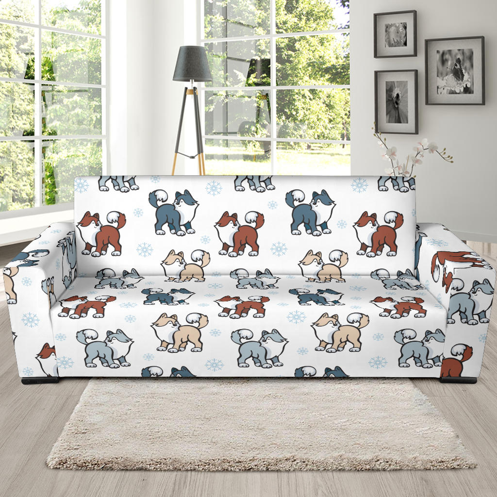 Alaskan Malamute Pattern Print Design 02 Sofa Slipcover