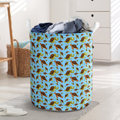 Hello Sea Turtle Print Pattern Laundry Basket