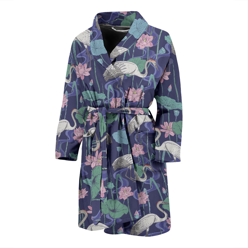 Water Lily Print Design LKS306 Men Bathrobe