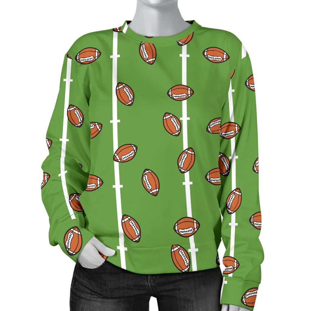 American Football on Field Themed Print Women Long Sleeve Sweatshirt