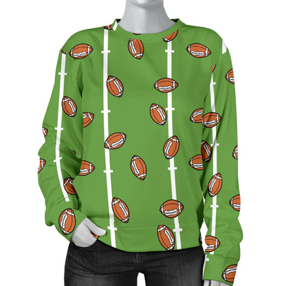 American Football on Field Themed Print Women Long Sleeve Sweatshirt