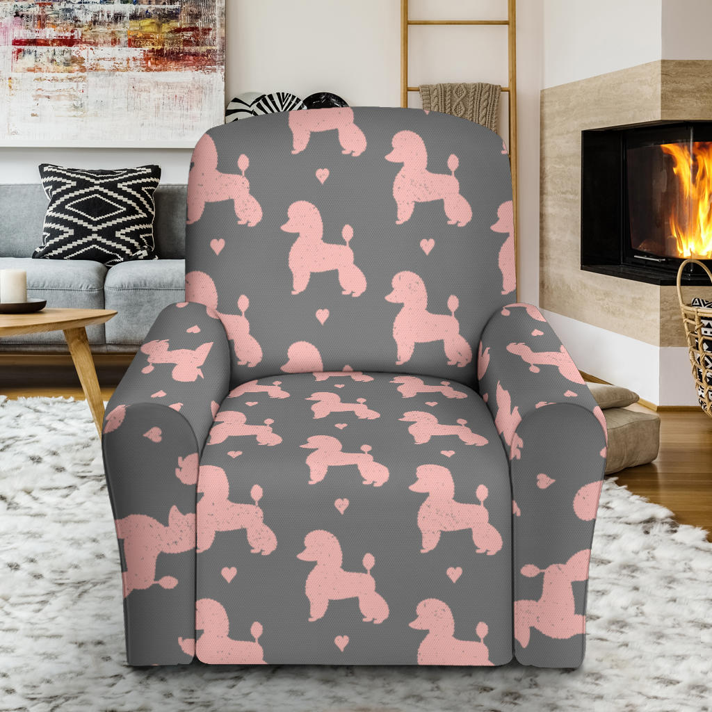Poodle Pattern Print Design A02 Recliner Slipcover with Pocket