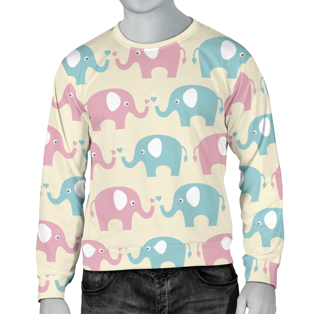 Elephant Baby Pastel Print Pattern Men Long Sleeve Sweatshirt