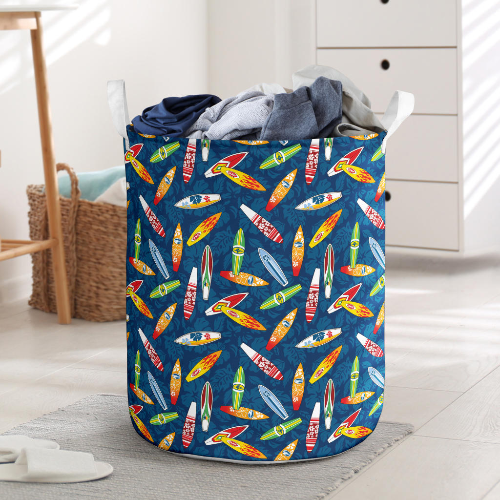 Surfboard Pattern Print Laundry Basket