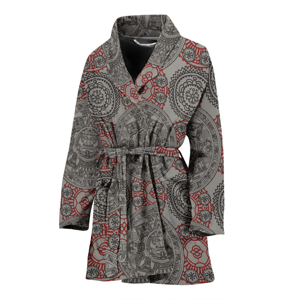 Calendar Aztec Pattern Print Design 04 Women Bathrobe
