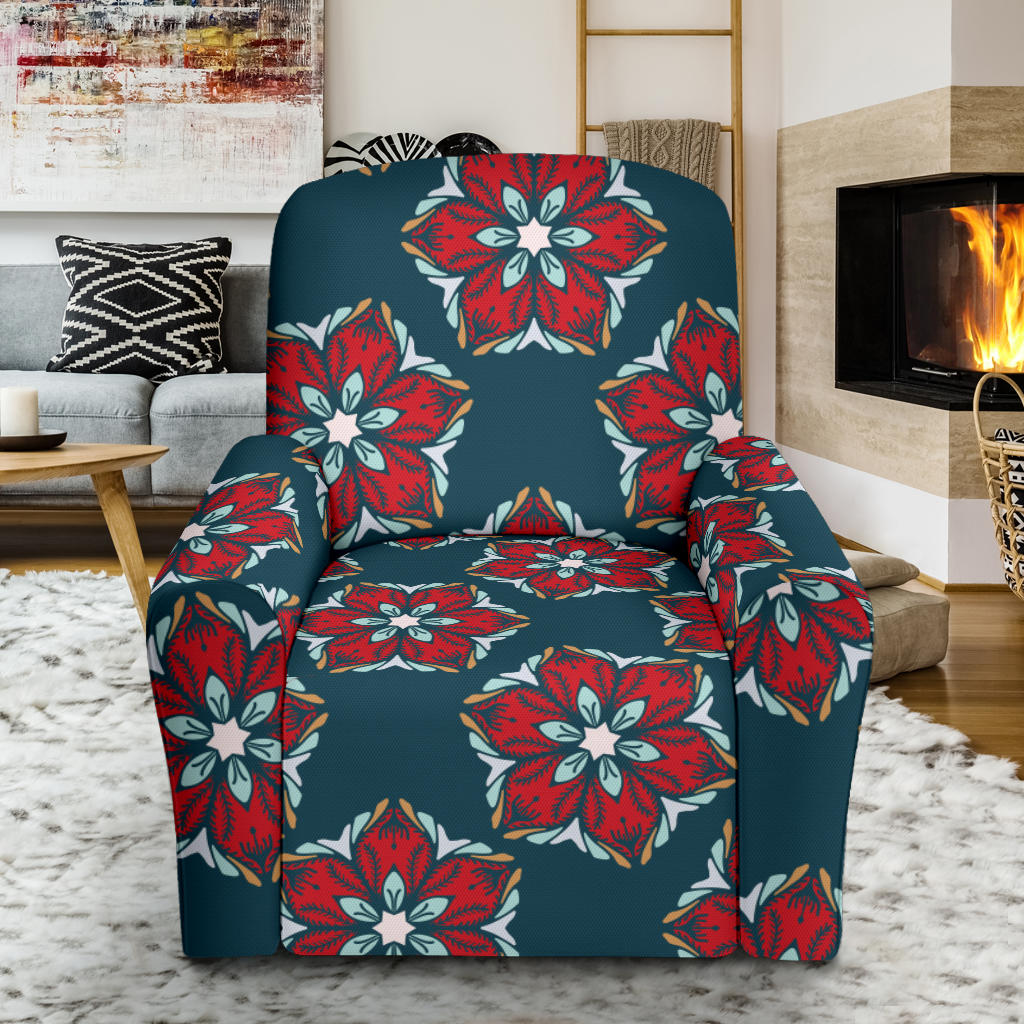 Poinsettia Pattern Print Design A03 Recliner Slipcover with Pocket