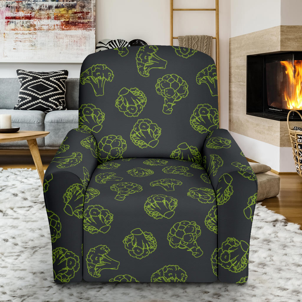 Broccoli Pattern Print Design 01 Recliner Slipcover with Pocket