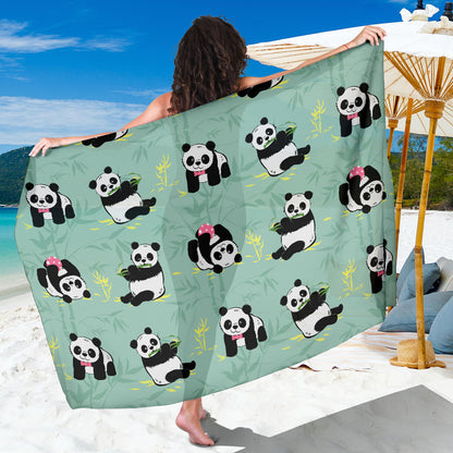 Panda Pattern Print Design A05 Sarong Pareo Wrap