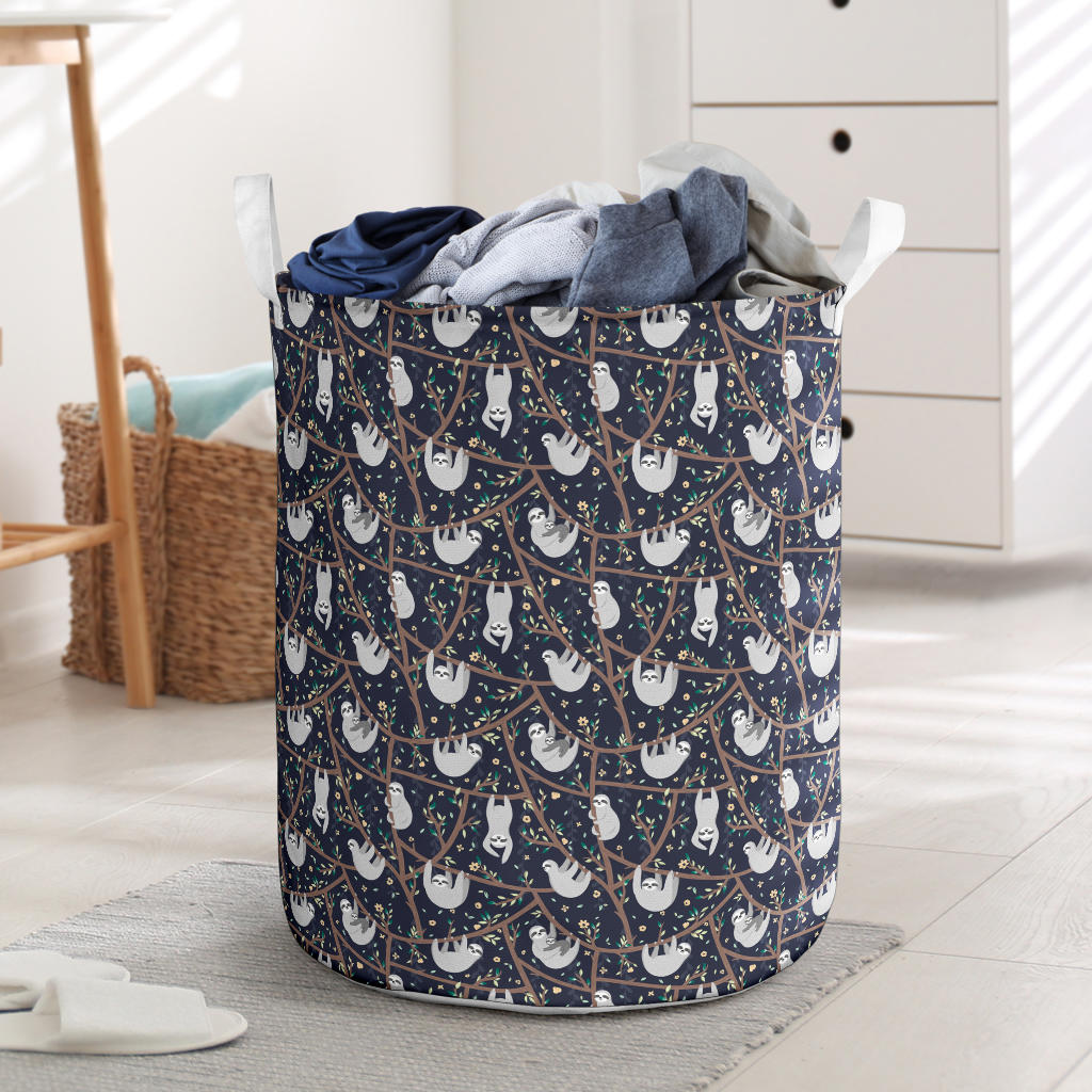 Sloth Happy Design Themed Print Laundry Basket