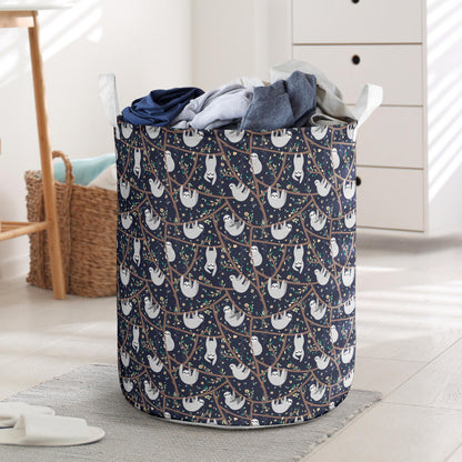 Sloth Happy Design Themed Print Laundry Basket