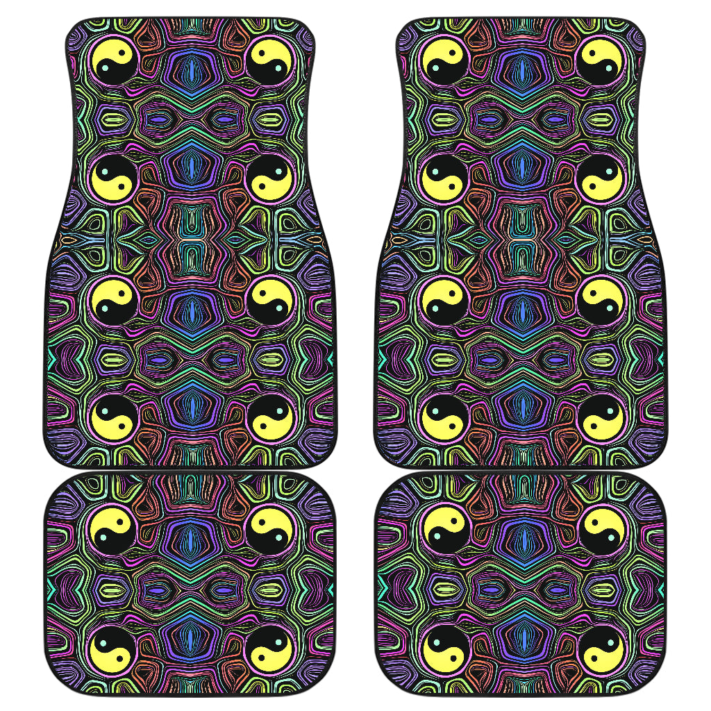 Yin Yang Neon Color Design Print Car Floor Mats Front Back